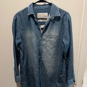 Denim bottom down dress